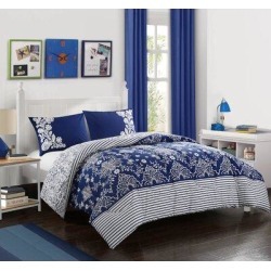 Canora Grey Ladwig Better Homes & Gardens Flowing Reversible Comforter Set Polyester/Polyfill/Microfiber in Blue/Gray/White | Wayfair