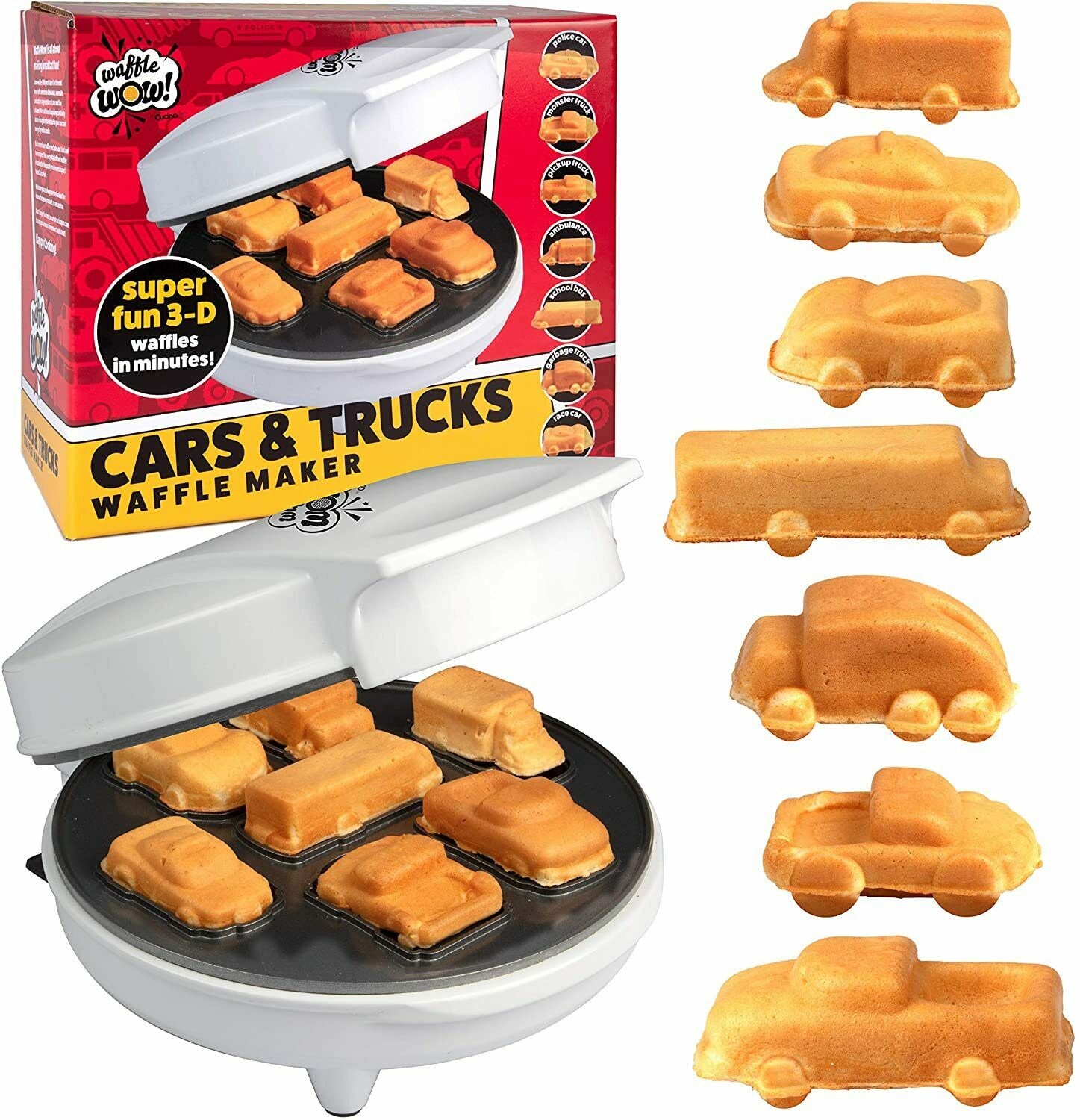 Car Mini Waffle Maker Make 7 Different Race Cars Trucks Automobile Shaped Cute