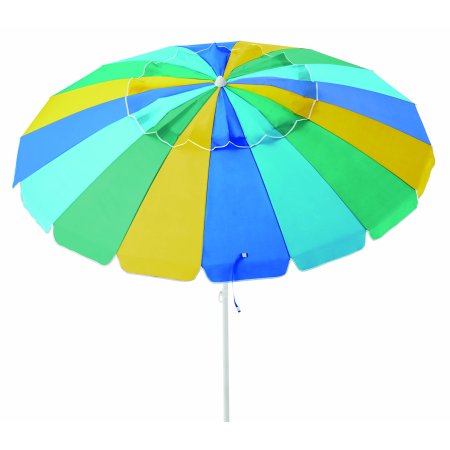Caribbean Joe Deluxe 91" Green and Blue Round Beach Umbrella with UV Coating