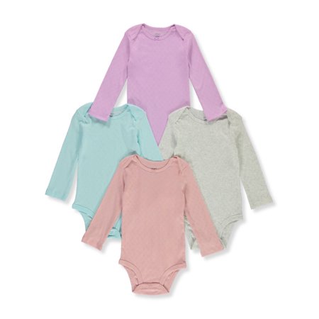 Carter's Baby Girls' Solid 4-Pack L/S Bodysuits (Infant)