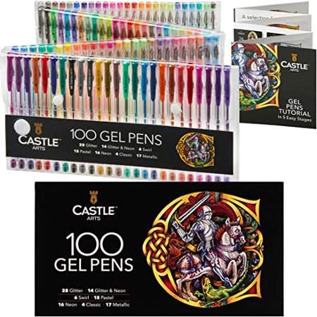 Castle Art Supplies 100 Gel Pens Set with Case for Adults Children Artists
