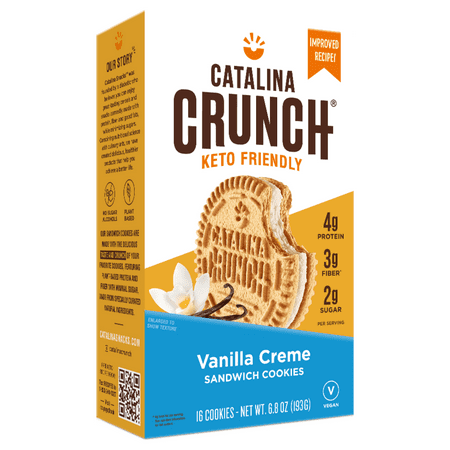 Catalina Crunch Vanilla Creme Keto Sandwich Cookies, 16 Count per Box, 6.8 Ounce