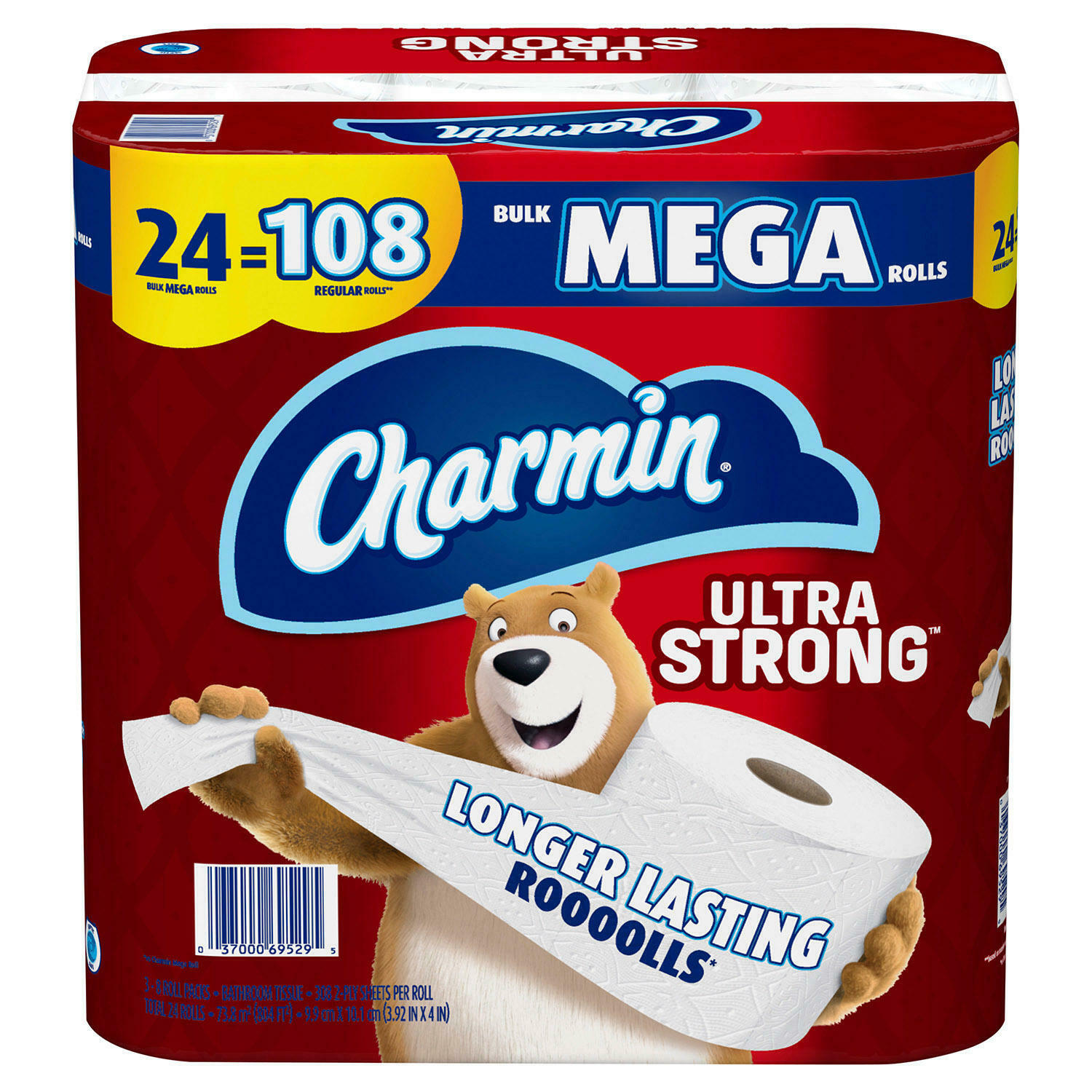 Charmin Ultra Strong Toilet Paper, 24 Mega Roll=108 Regular Rolls, 308Sheets/Pr