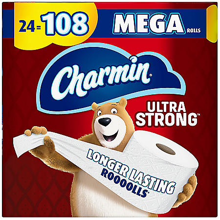 Charmin Ultra Strong Toilet Paper Bulk Mega Rolls (308 sheets/roll, 24 rolls)