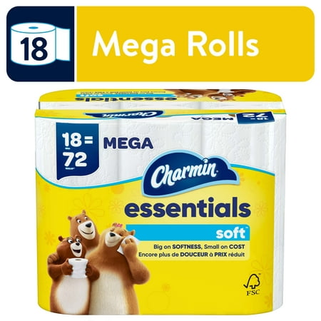Charmin Essentials Soft Toilet Paper, 12 Mega Rolls - WALMART