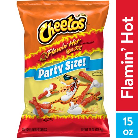 Cheetos Crunchy Flamin' Hot Cheese Flavored Snacks, Party Size, 15 oz Bag