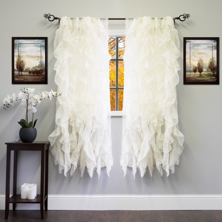 Chic Sheer Voile Vertical Ruffled Tier Window Curtain Single Panel 50" x 63"