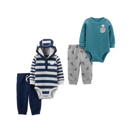 Child of Mine by Carter's Baby Boy Bodysuit & Pants 4pc Multi-Pack, Sizes NB-24 Months