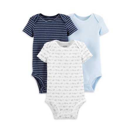 Child of Mine by Carter's Basic Short Sleeve Bodysuits, 3 Pack, Preemie-3/6 Months