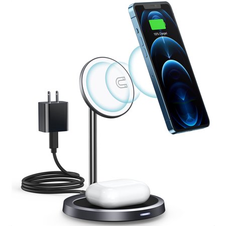 CHOETECH 2 in 1 Magnetic Wireless Charger Stand Fast charging station for Apple MagSafe iPhone 13/13 Pro/13 Pro Max/13 Mini/12 Pro Max