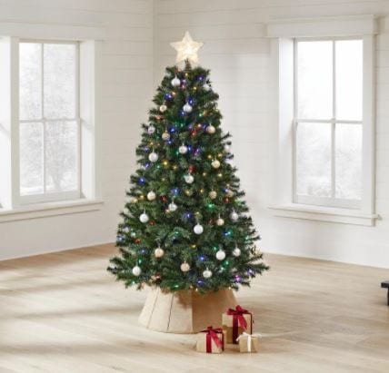 6.5 ft Festive Pine Pre Lit Artificial Christmas Tree ONLY $39.98!