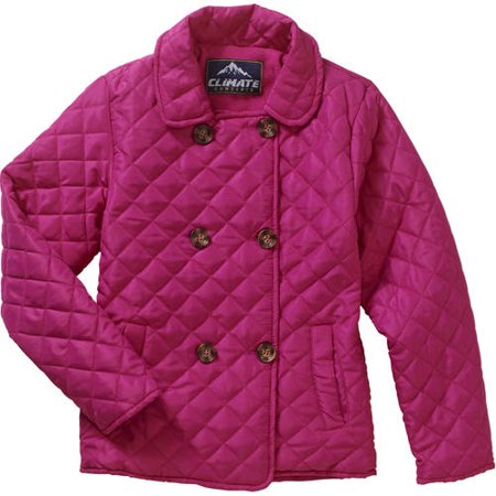 Climate Concepts Girls Quilted Double-Breasted Jacket, Sizes 4-16