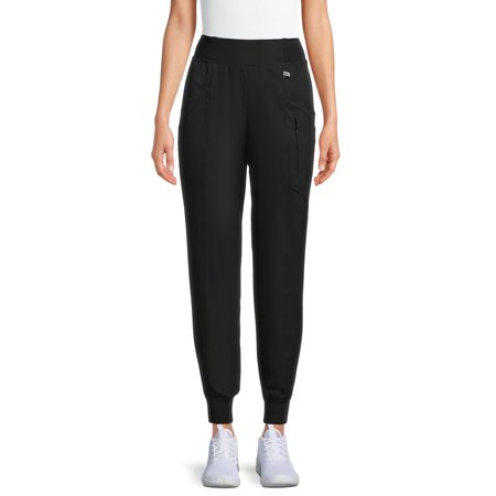 ClimateRight by Cuddl Duds Women’s and Women's Plus Woven Twill Scrub Jogger with Silver Ion Anti-Bacterial Technology