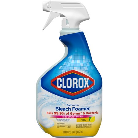 Clorox Bathroom Foamer with Bleach, Spray Bottle, Lemon Scent, 30 oz