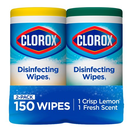 Clorox Disinfecting Wipes (150 ct Value Pack), Bleach Free Cleaning Wipes - 75 ct Each (Pack of 2)