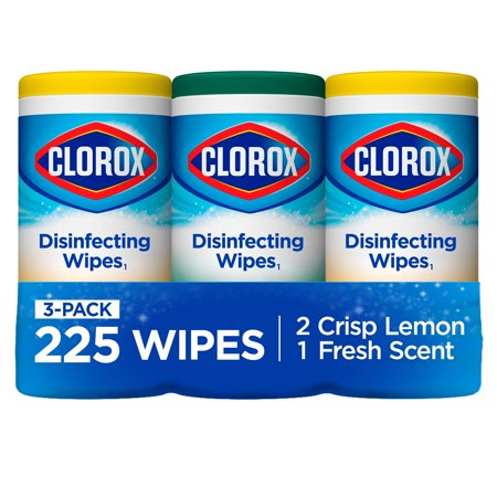 Clorox Disinfecting Wipes, Crisp Lemon And Fresh Scent, 3 Pack, 75 Count Each