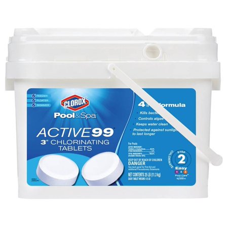 Clorox Pool and Spa Active 99 Three-Inch Chlorinating Tablets, 25 lbs