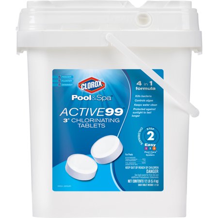 Clorox Pool&Spa Active99 Three-Inch Chlorinating Tablets, 12 lbs