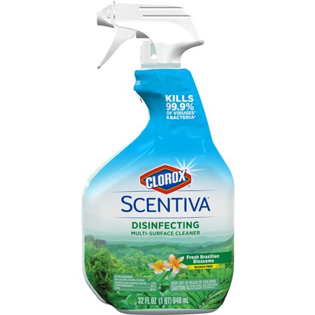 Clorox Scentiva Multi Surface Cleaner, Spray Bottle, Bleach Free, Fresh Brazilian Blossoms, 32 Ounces
