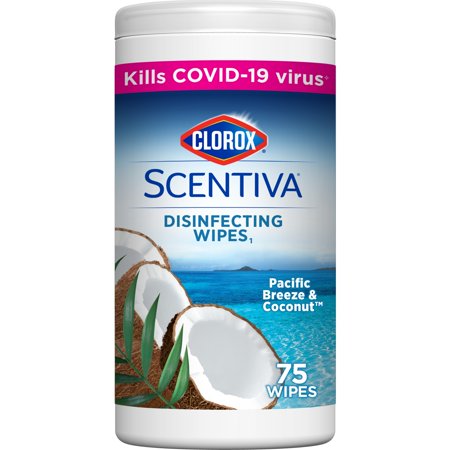 Clorox Scentiva Wipes, Bleach Free Cleaning Wipes, Pacific Breeze & Coconut, 75 Count