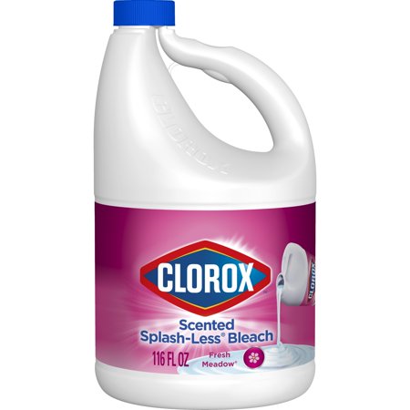 Clorox Splash-Less Liquid Bleach, Fresh Meadow Scent, 116 oz Bottle