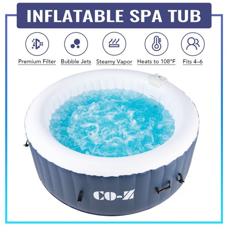 CO-Z 6.8x6.8ft PVC Round Inflatable Hot Tub Portable Jacuzzi w 140 Air Jets Ideal for 4-6 Blue