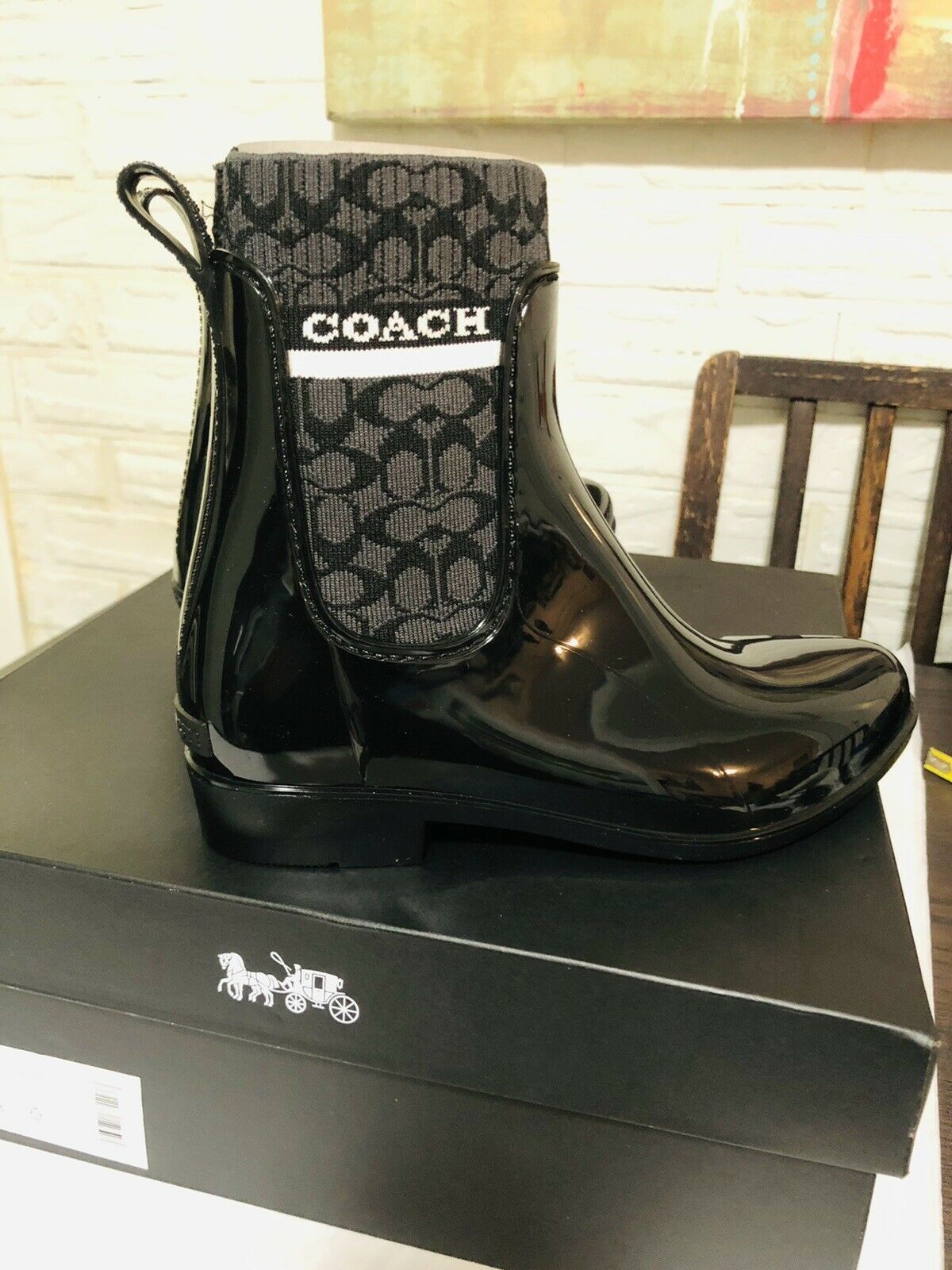 Coach Rivington Rain boots Size 7B Black