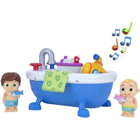 CoComelon Musical Bathtime Playset - Plays Clips of The ‘Bath Song’ - Features 2 Color Change Figures (JJ & Tomtom), 2 Toy Bath Squirters, Cleaning Cloth – Toys for Kids, Toddlers, and Preschoolers
