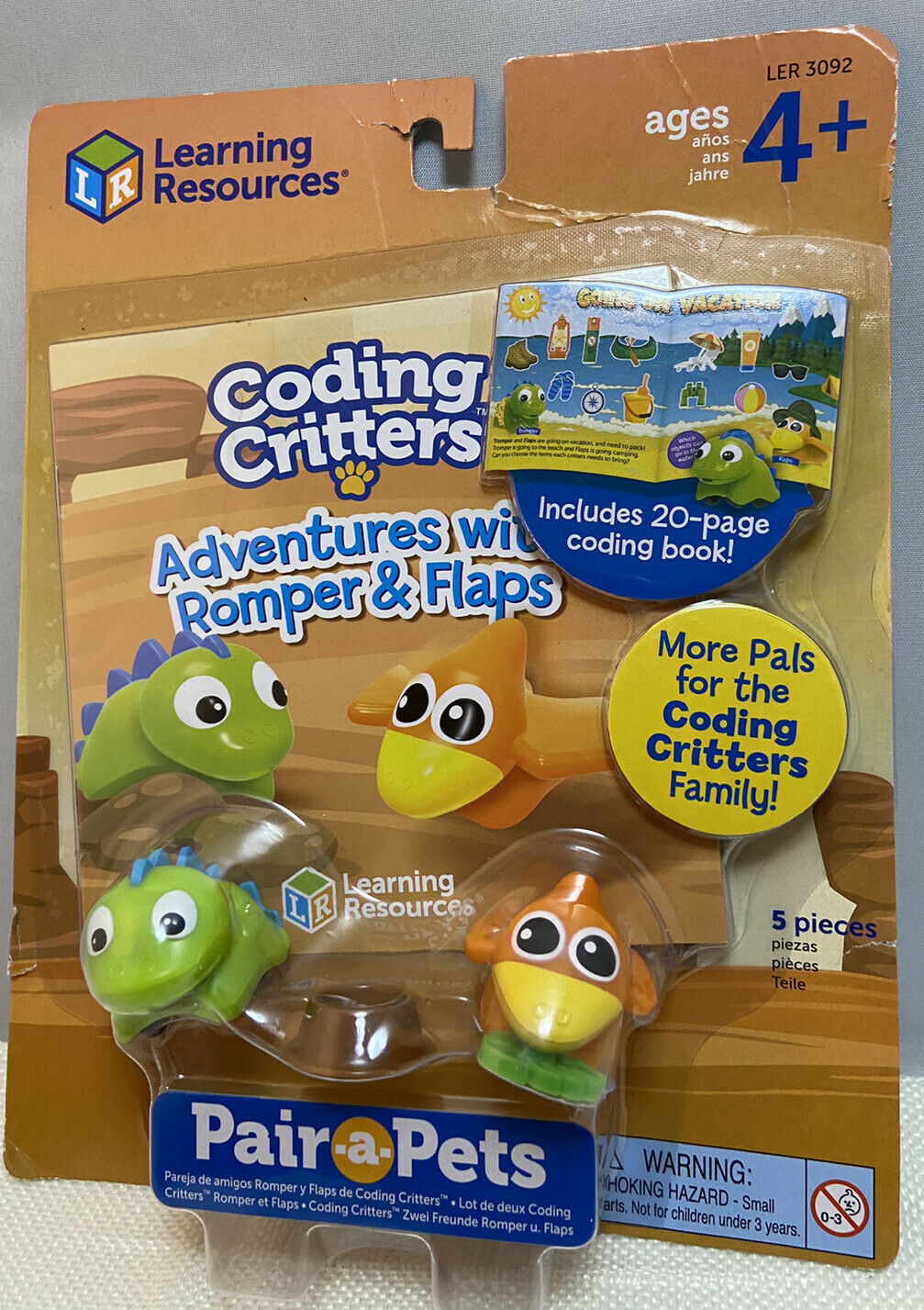 Coding Critters Pair-a-Pets Romper & Flaps By Learning Resources : Brand New
