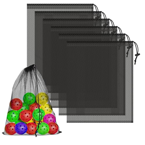 Laundry Bags - On Sale Today! Coidea 6 Pcs Mesh Bags Drawstring, 14X17 Inch With Lock, Multipurpose Storage Bags For Gym, Balls, Beach, Laundry (Black)