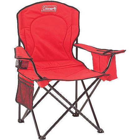 Coleman Oversized Quad Folding Camp Chair with Cooler Pouch, Red