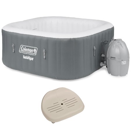 Coleman SaluSpa 4 Person Square Inflatable Outdoor Hot Tub & Inflatable Seat