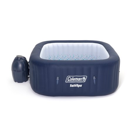 Coleman SaluSpa 4 Person Square Portable Inflatable Outdoor Hot Tub Spa, Blue