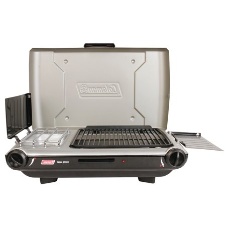 Coleman® Tabletop Propane Gas Camping 2-in-1 Grill/Stove 2-Burner, Gray