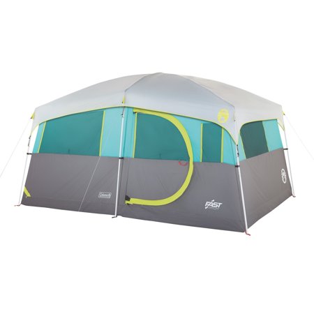 Coleman Tenaya Lake 8 Person Lighted Fast Pitch Cabin Tent, 1 Room, Teal