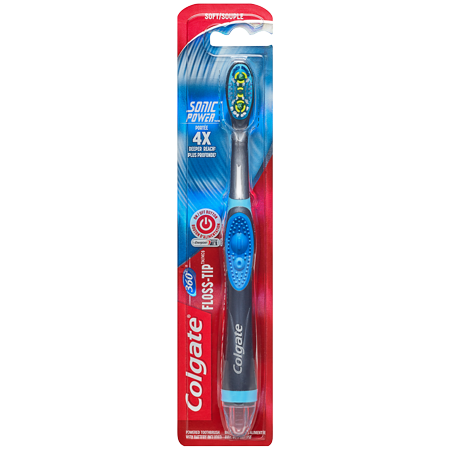 Colgate 360 Total Advanced Floss-Tip Sonic Powered Vibrating Toothbrush, Soft