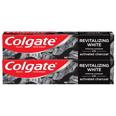 Colgate Activated Charcoal Toothpaste For Whitening Teeth With Fluoride, Natural Mint Flavor, Vegan, 4.6 Ounce (2 Pack)