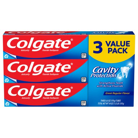 Colgate Cavity Protection Toothpaste, Great Regular Flavor, 6 Oz, 3 Pack
