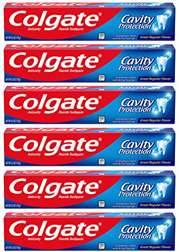 Colgate Cavity Protection Toothpaste with Fluoride - Great regular, White 6 Ounce (Pack of 6) - STOCK UP!