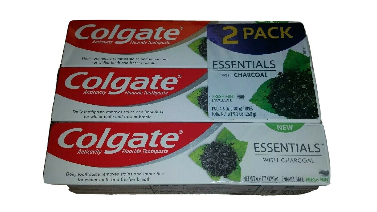 Colgate Essentials with Charcoal Toothpaste, 4.6oz Lot of 3!