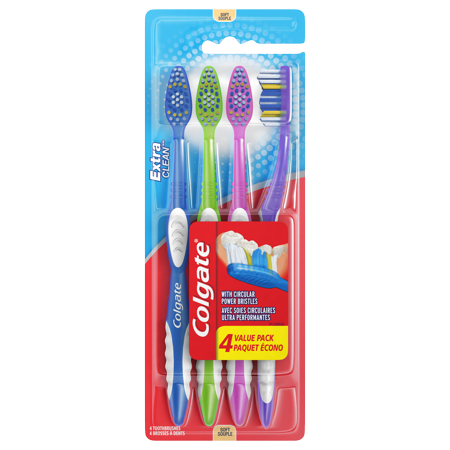 Colgate Extra Clean Full Head Toothbrush, Soft, 4 Count