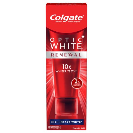 Colgate Optic White Renewal Teeth Whitening Toothpaste, High Impact White, 3 Oz