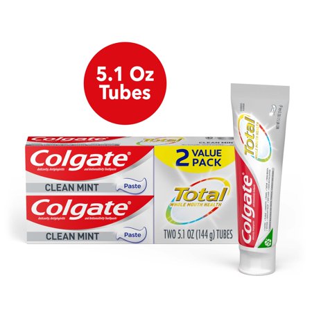 Colgate Total Clean Mint Toothpaste, Fluoride Toothpaste, 5.1 oz Tube, 2 Pack