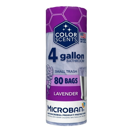 Color Scents Small Trash Bags, 4 Gallon, 80 Bags (Lavender Scent, Twist Tie) - WALMART