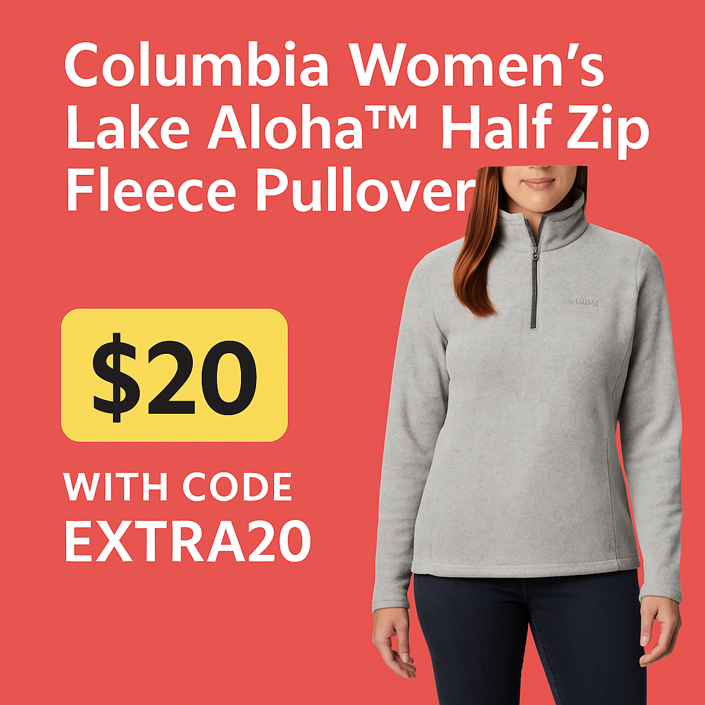 Columbia Women's Lake Aloha Half Zip Fleece Pullover ONLY $20 with Code Columbia Womens Lake Aloha Half Zip