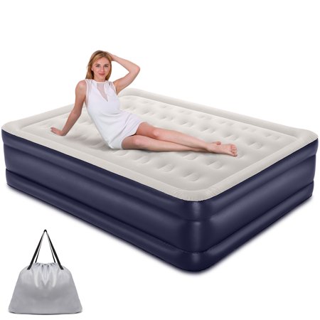 Comfort Quest 18&Quot; Queen Size Air Mattress With Built-In Pump, Dark Blue
