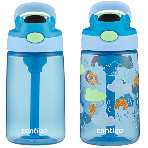 Contigo Kids Water Bottle with Redesigned AUTOSPOUT Straw, 14 oz., 2-Pack, Blue Poppy and Periwinkle & Blue Poppy with Periwinkle and Into the Clouds On Sale At Amazon.com