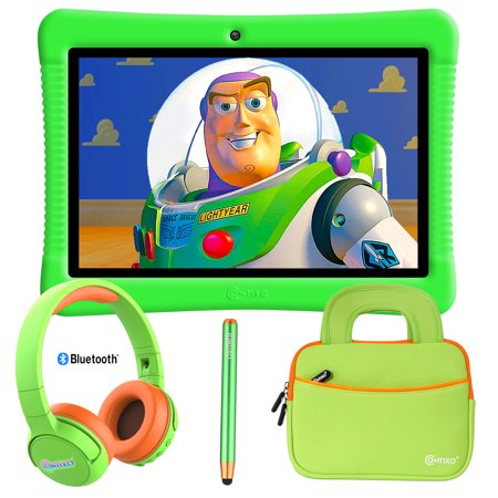 Contixo K102 10" Kids Learning Tablet Bundle with $150 Value Educator Approved Apps, Kids Wireless Headphone and a 10-inch Tablet Bag, with Kickstand and Stylus, Green Set