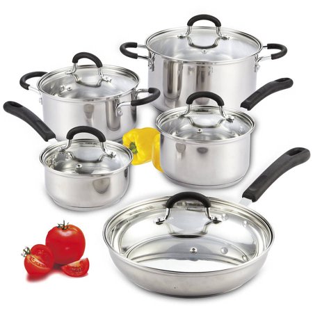 Cook N Home 10-Piece Stainless Steel Cookware Set with Encapsulated Bottom