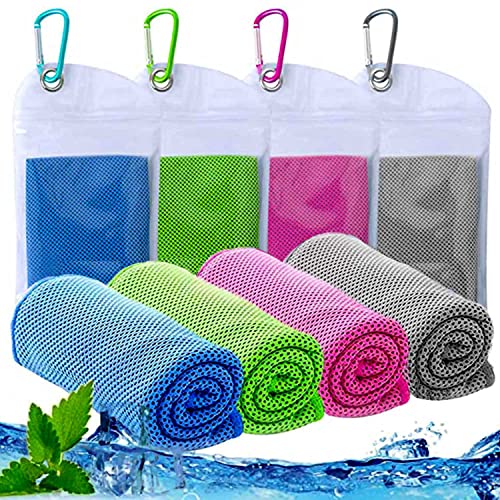 Cooling Towels, 4 Pack 40”x 12” Microfiber Snap Cooling Towel,Soft Breathable Chilly Towel,Instantv Cooling Towel,Super Absorben Ice Towel,Ultra Compact Cooling Workout Towel On Sale At Amazon.com
